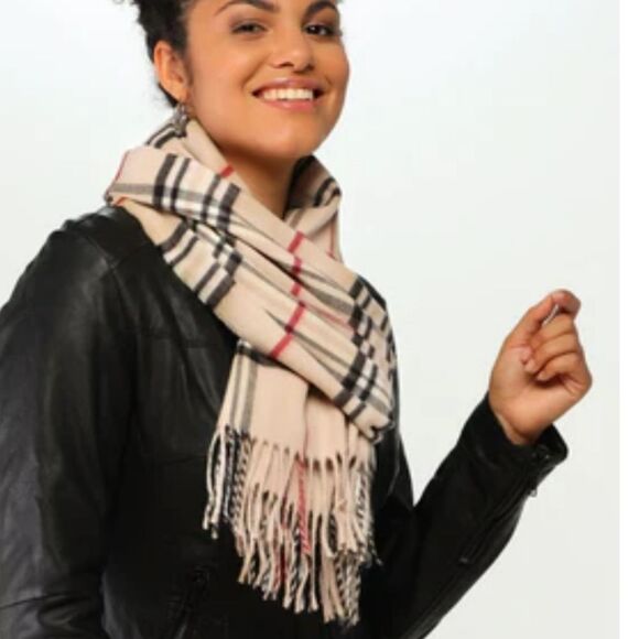 V.Fraas Cashmink Checker 100% Acrylic Soft and Warm Scarf For Women's - Picture 12 of 13